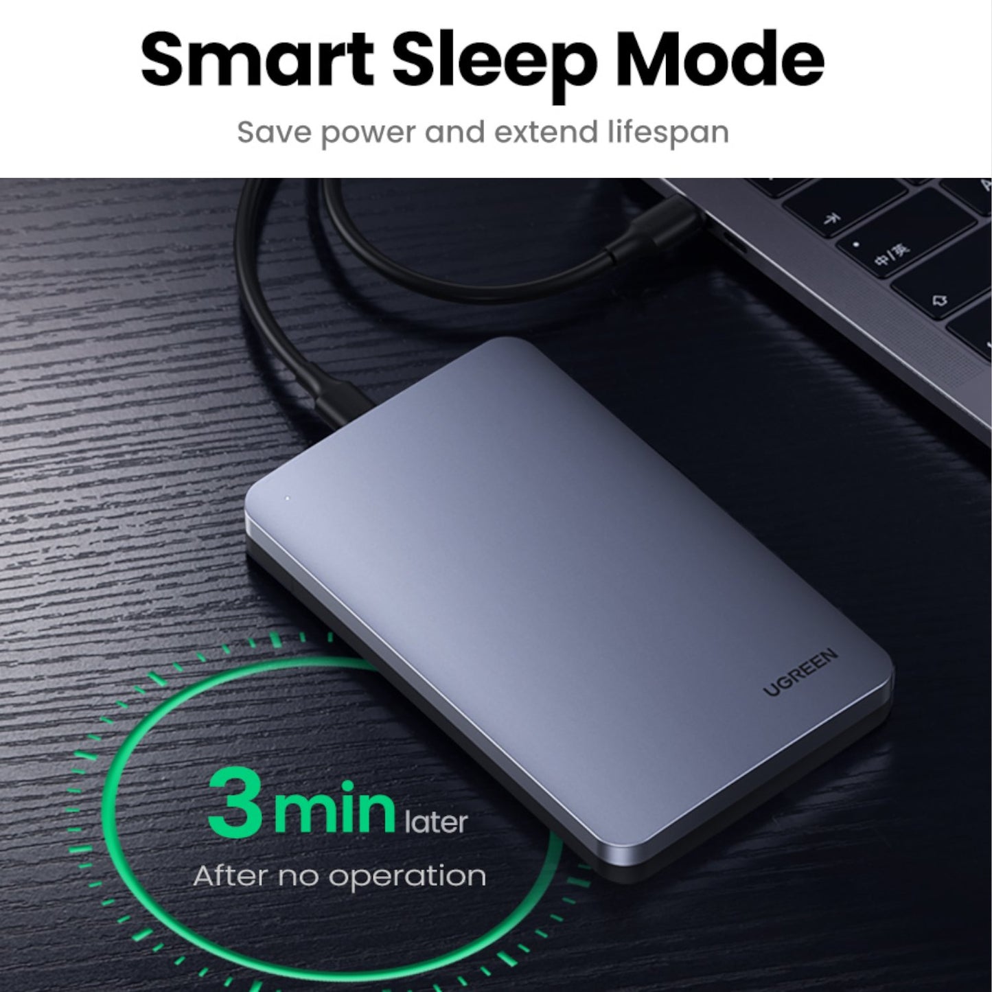 UGreen CM300 2.5 inch USB Type-C Hard Drive Enclosure - Silver