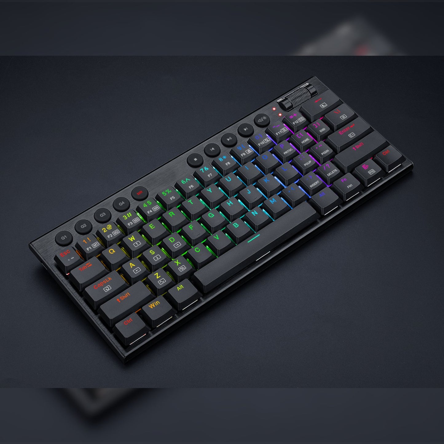 REDRAGON Horus Mini 61Key Red Switch RGB Low Profile Gaming Mechanical Keyboard - Black