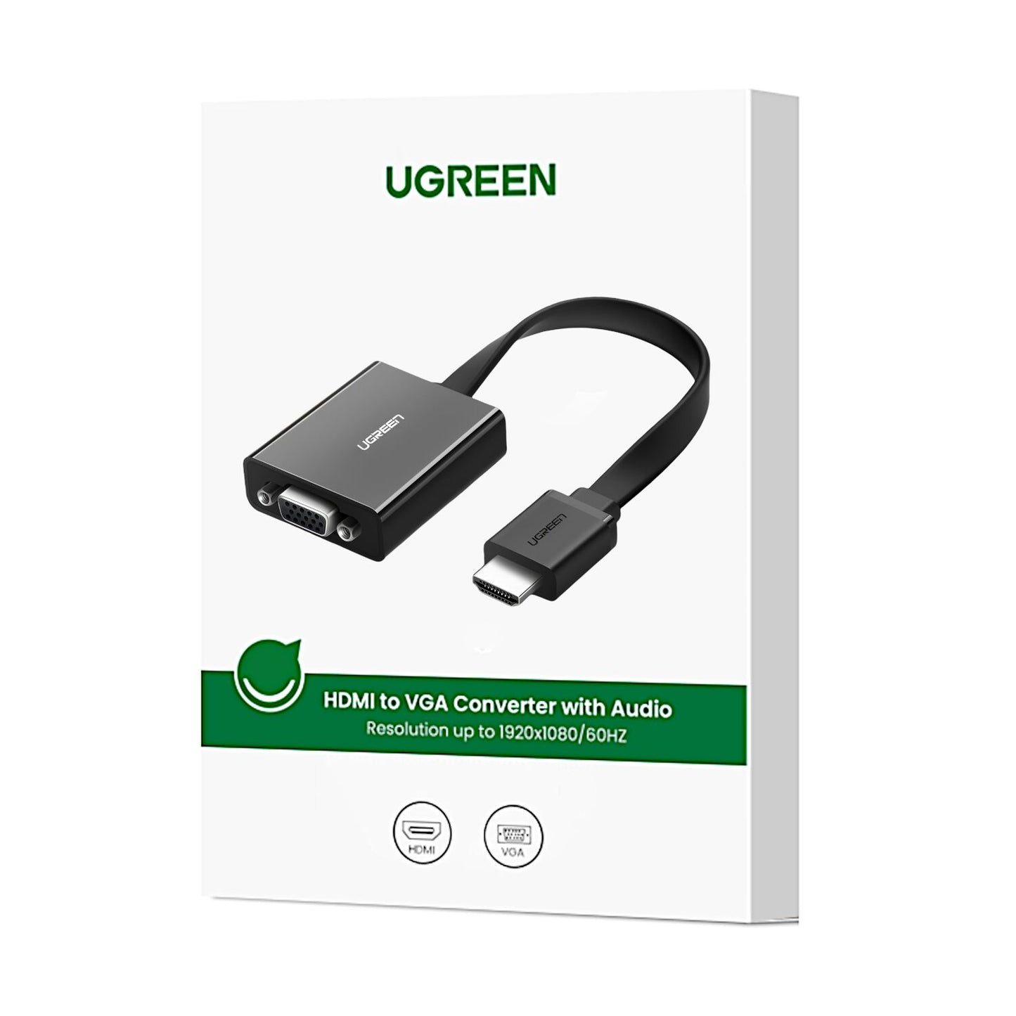 UGREEN HDMI to VGA Adapter, with 3.5mm Audio and Power Port - Black
