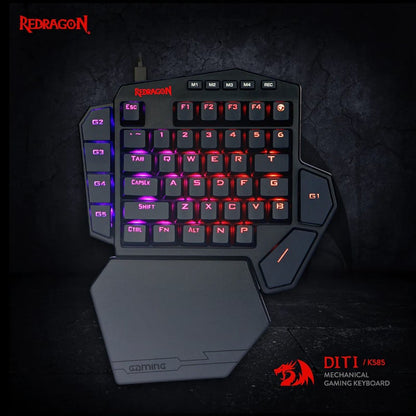REDRAGON Diti Elite Pro One-Handed RGB Wireless Mechanical Gaming Keyboard - Black