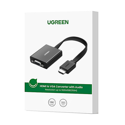 UGREEN HDMI to VGA Adapter, with 3.5mm Audio and Power Port - Black